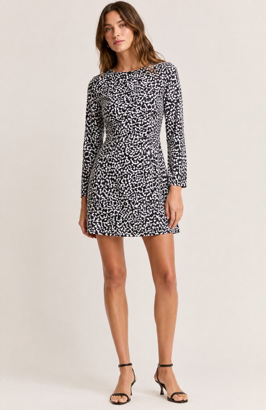 Lisa Says Gah Inez Dress Black White Geometric Print Mini Dress NWT XS